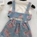 Children's Suit New Arrival Summer Korean Style Girls Sweet Spicy Flower Suspenders Denim Suit Thin Underwear Three Piece Suit Trendy_viptrois.com