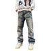 Men's Clothing Spring Street All Match Slightly Loose Straight Casual Washed Distressed Denim Trousers_viptrois.com