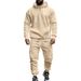 Men's Fleece Lined Casual Suit Autumn Winter Hooded Sweatshirt Long Cuffed Trousers Sportswear Set_viptrois.com