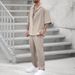 Shirts And Casual Pants Two-piece Set Hot-selling Clothing New Fit Trendy Solid Color Men's Fashion Suit_viptrois.com