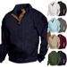 Men's Casual Jacquard Henley Collar Long Sleeve Patchwork Sweatshirt - Winter Warm Pullover With Button Detail, Relaxed Fit_viptrois.com
