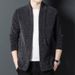 2021 Autumn Winter Long Sleeve Turn-Down Collar Casual Youth Men's Knitted Cardigan Business Gentleman Thick Sweater_viptrois.com