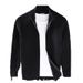 Men's Zip-Up Knit Sweater – Stretchy Cotton, Loose Fit, High Collar, Casual & Warm Pullover (Black, Grey, Navy)_viptrois.com