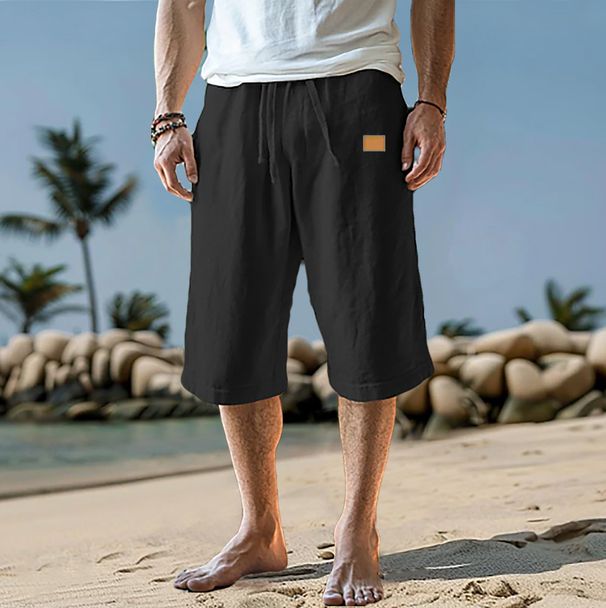Men's Leather Shorts Summer Shorts Beach Straight Pants Solid Color Comfortable Outdoor_viptrois.com