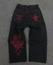 Y2K Jeans New Harajuku Hip Hop Men's Retro Skull Graphic Embroidered Baggy Jeans Denim Pants Men Goth High Waist Wide Trousers_viptrois.com