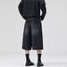 LKTM Men's Washed Wide Leg Cropped Jeans Summer Style Loose Fit Slimming Straight Leg Shorts for Men And Women_viptrois.com