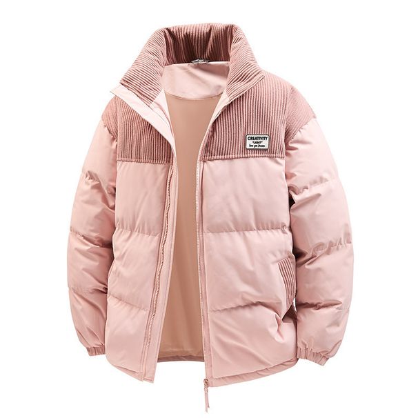Unisex 2025 Winter Stand Collar Printed Cotton Jacket - Loose Fit Windproof Couple Coat With 400g Filling_viptrois.com