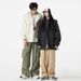 Men's Workwear Color-Block Hooded Jacket – Oversized Korean Streetwear Corduroy Coat (M-4XL, Khaki/Beige/Black/Orange) – Lightweight Polyester_viptrois.com