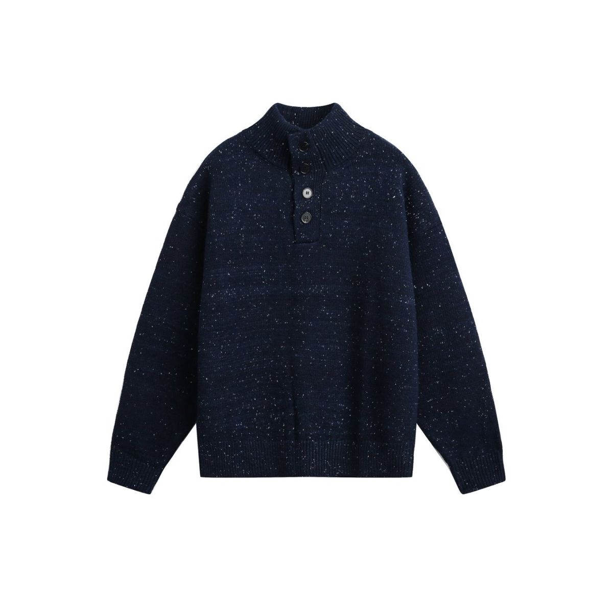 Mixed Color Dot Button Half Turtleneck Knit American Style Lazy Pullover Men's Couple Sweatshirt Sweater_viptrois.com