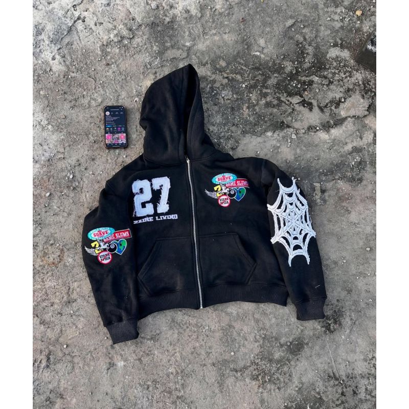 Men's Clothing New Style Cardigan Casual Zipper Sweatshirt American Style Trend Letter Punk Print Sweatshirt Cardigan Hoodie_viptrois.com