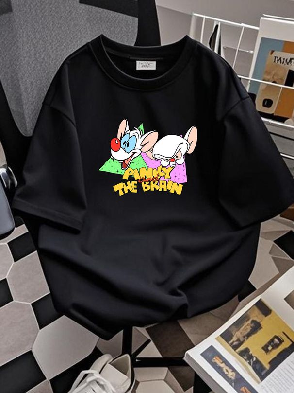 Pinky And The Brain T-Shirt Cotton Tee Funny Gift All Size S-4XL YI3119 Graphic Soft Top For Everyday Wear Comfortable Stylish Stretched Homme_viptrois.com