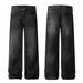 Men's Clothing Street Retro 2025 Neutral High End Washed Black Design Men's Loose Straight Jeans_viptrois.com