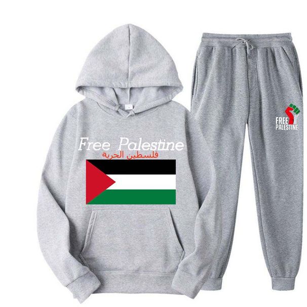 Free Palestine Ladies Sweatshirt Suit Trendy Street Sports Female Girls Hoodie Two-piece Suit Foreign Trade_viptrois.com