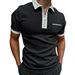 Men's Short-sleeved T-shirt Slim Fit Patchwork Zipper Turn Down Collar Men Golf Polo Summer T-Shirts Streetwear Breathable_viptrois.com