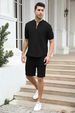 Men's Performance Short Sleeve T-Shirt & Shorts Set – Lightweight Poly-Cotton Blend For Gym & Streetwear (S-XXXL, 6 Colors)_viptrois.com