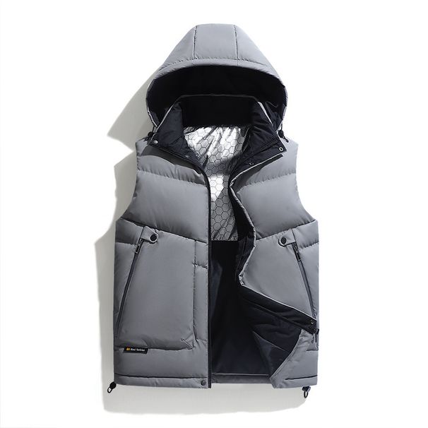 2025 Autumn Winter New Hooded Vest Live Workwear Pocket PU Material Fabric Graphene Sleeveless Cotton_viptrois.com
