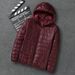 Men's Lightweight Down Jacket With Stand Collar Or Hooded, Slim Fit, Thin & Warm, Casual Winter Coat For Youth_viptrois.com
