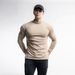 Men's Thermal Long Sleeve T-Shirt For Running & Gym - Breathable Double-Layer Fleece, Round Neck & High Neck, Solid Colors (Black/White/Gray/Khaki)_viptrois.com