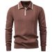 Nordmann 2025 Autumn Winter New European Size Cross-Border Turn-Down Collar Polo Half-Zip High-Quality Knitted Sweater Men's_viptrois.com
