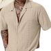 Men's Clothing New Men's Lapel Shirt Ins Style Casual Solid Color Drape Hollow Men's Short Sleeve Wholesale_viptrois.com