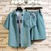 Men's Clothing Fashion Short Sleeved Shirt Suit Casual Solid Color Shirt Shorts Sports Two Piece Suit_viptrois.com