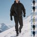 Men's Fleece Hooded Zip-up Jacket & Jogger Pants Set - Winter Warm Pullover Tracksuit For Casual & Sports (Black, Dark Grey, Khaki, Army Green)_viptrois.com