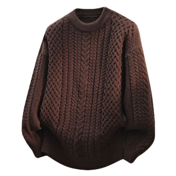 Men's Cable Knit Sweater – Plus Size Christmas & Zodiac Year Pullover (Black/Red/Beige/Brown)_viptrois.com