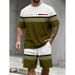 Men's Summer Letter Print Sportswear Set Casual Short Sleeve T-Shirt And Shorts Two-Piece Outfit Breathable Polyester Fabric_viptrois.com