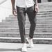 Men's Clothing autumn and winter new casual slim fit nine point pants solid color casual pocket pants_viptrois.com