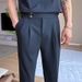 Men's High-Waisted Chino Pants, British Retro Style, Straight-Leg, Lightweight & Breathable For Summer (Khaki/Black/Blue)_viptrois.com