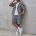 Men's Summer Short-Sleeve Shirt & Shorts Set – Breathable Polyester Casual Suit (Black/Blue/White/Gray, S-XXL)_viptrois.com