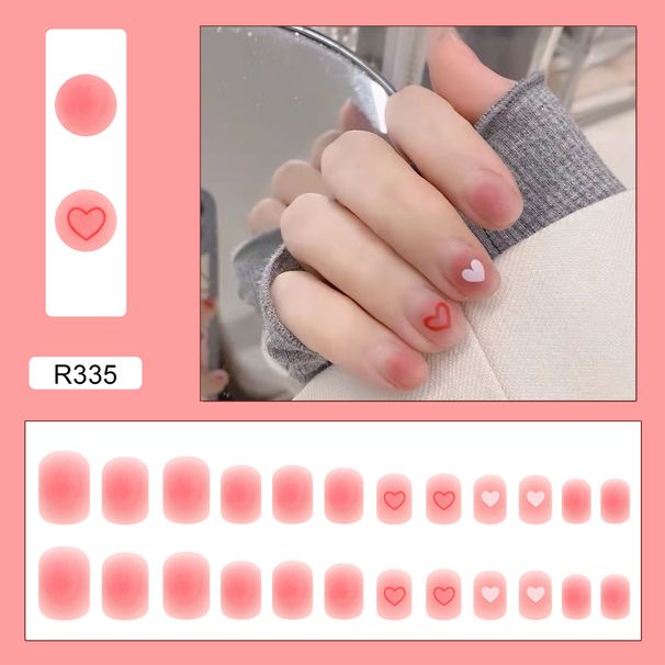 Beauty Health Wearable Patch Frosted Love White Peach Blush Dye False Nail Wearing Nail Stickers Finished Nail Stickers_viptrois.com