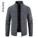 Loom Knitted Stand Collar Thick Sweater Cardigan Jacket Men's Trendy Hot Sale Wholesale_viptrois.com