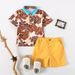 Mother & Kids manufacturers foreign trade children's clothing 2024 summer new boys tropical leaf print polo shirt casual pants suit_viptrois.com
