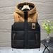 New Vest Men's Handsome Warm Tank Top Autumn And Winter Trendy Casual Detachable Hat Horse Clip Cotton Shoulder_viptrois.com