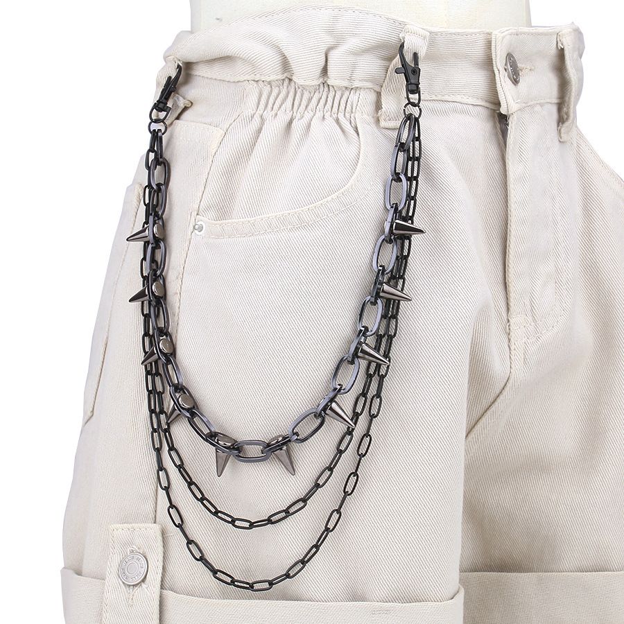 Hip-hop Punk Metal Rivets Stage Performance, Multi-layer Waist Chain Outfit, Jeans Accessories_viptrois.com
