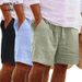 New Men's Cotton Solid Color Beach Short Summer Lightweight Pants Outdoor Large Breathable Shorts Homme_viptrois.com