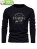 Men's Long Sleeved Round Neck Black T-shirt Top Loose 100 Cotton_viptrois.com