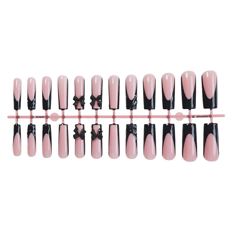 Wearable French Bow Nail Art Long Water Pipe 3d Drip Wearable False Nails Detachable Nail Piece_viptrois.com
