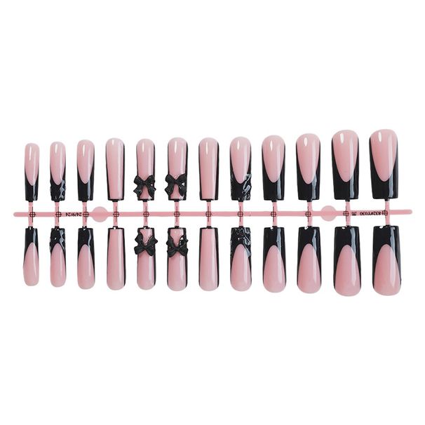 Wearable French Bow Nail Art Long Water Pipe 3d Drip Wearable False Nails Detachable Nail Piece_viptrois.com