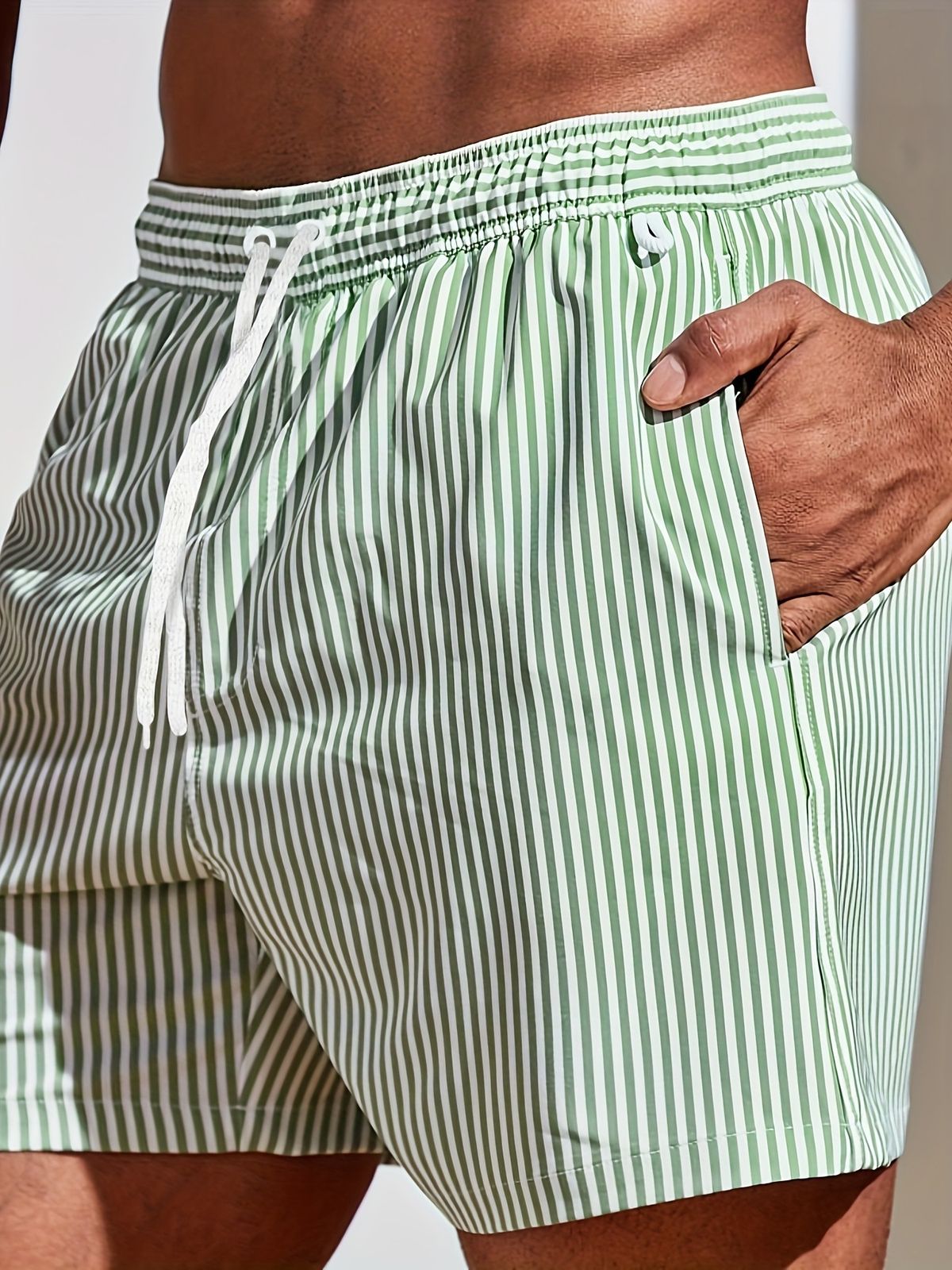 Men's Clothing Summer Swimming Trunks Loose Vertical Stripes Design Shorts Quick Drying 3D Printed Beach Pants_viptrois.com