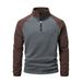Men's Clothing Foreign Trade High Collar Fleece Jacket Men's Polar Fleece Sweater Autumn And Winter Color Matching Flannel Pullover Casual Jacket_viptrois.com