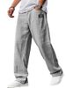 Men's Clothing Casual Cotton Linen Drawstring Waist Pants With Embroidered Logo, Relaxed Fit, Multiple Pockets, Available In 10 Colors_viptrois.com