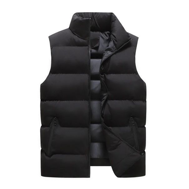 Men's Autumn And Winter Warm Vest Casual Sports Down Cotton Clothes Large Size Explosion Collarless Jacket_viptrois.com