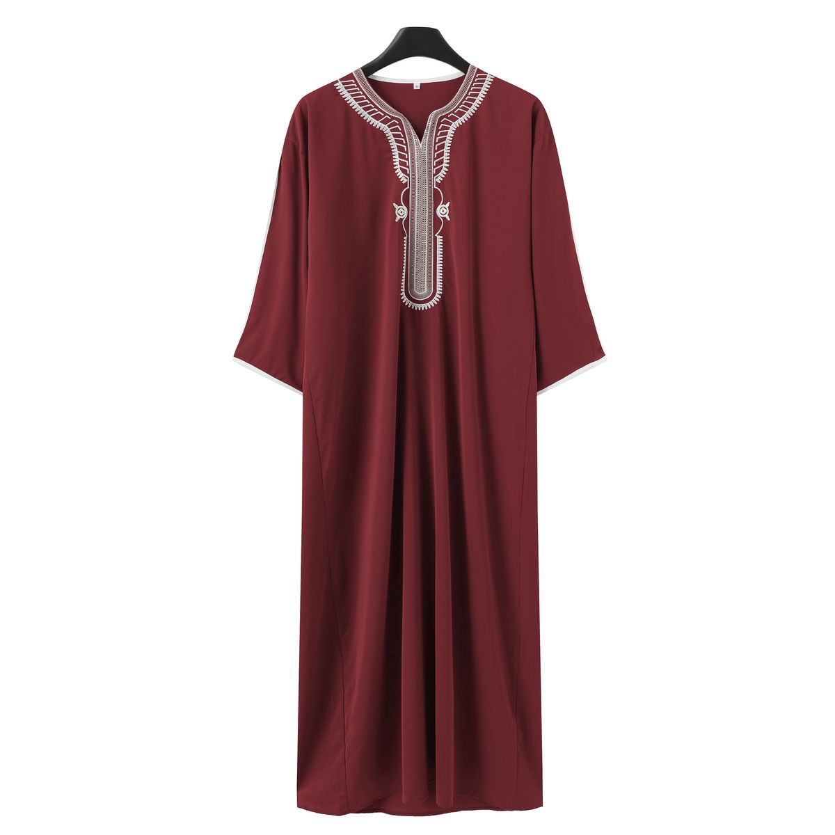Men's Clothing Islamic Men's Short Sleeved Embroidered Moroccan Loose Ethnic Style Arab Robe_viptrois.com