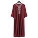 Men's Clothing Islamic Men's Short Sleeved Embroidered Moroccan Loose Ethnic Style Arab Robe_viptrois.com