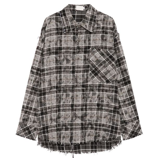 Nordmann YPRS American Retro Casual Plaid Men's Long Sleeve Shirt Design Sense Brushed High Street Autumn Jacket_viptrois.com