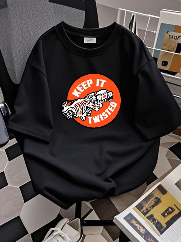 keep It Twisted Motorcycle T-Shirt Comfortable Homme Fashion Soft Stylish Summer Graphic Streetwear Versatile Unisex Top For Everyday Wear_viptrois.com