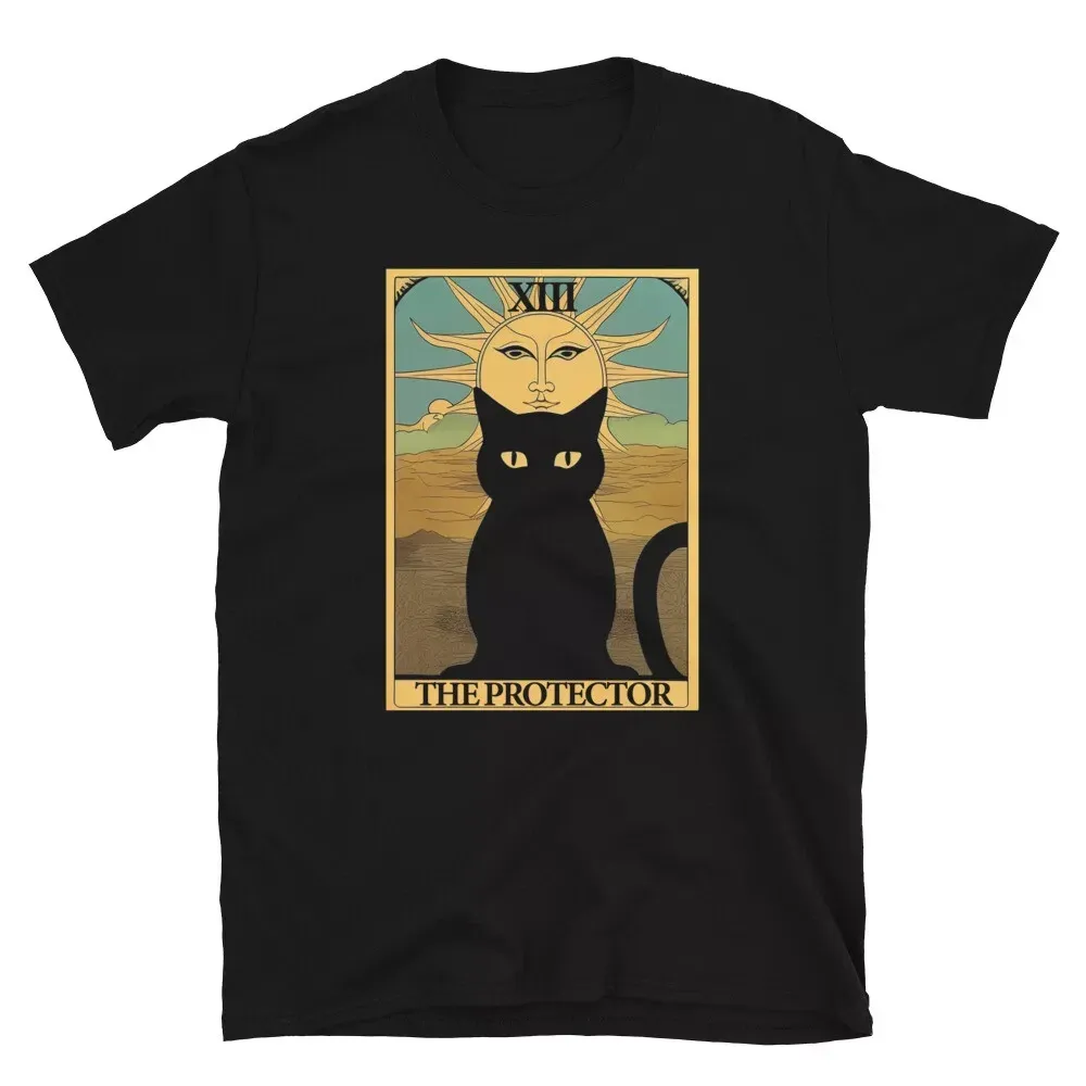 MENS WOMENS Black Cat Tarot Card The Protector T-Shirt Mens Womens Tees Top_viptrois.com