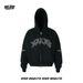 Men's Clothing Vintage-Inspired Fleece Hoodie With Letter Embroidery & Suede Trim - Relaxed Fit, Zip-Up, Oversized (Black, Retro Green, Dusty Pink)_viptrois.com